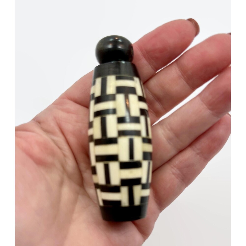 Pendant Wood Bone Inlay, India, Unique, 3" Long, Large